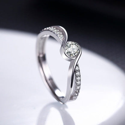 Cubic Zirconia Twisted Silver Ring