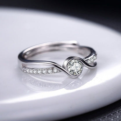 Cubic Zirconia Twisted Silver Ring