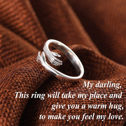 Girl's Hugging Silver Ring