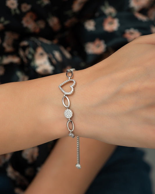 Elevated Heart Silver Bracelet
