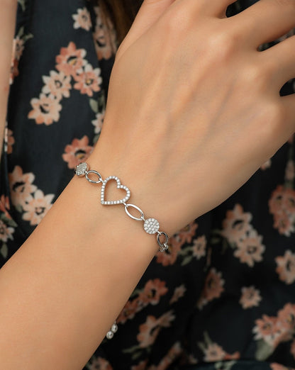 Elevated Heart Silver Bracelet