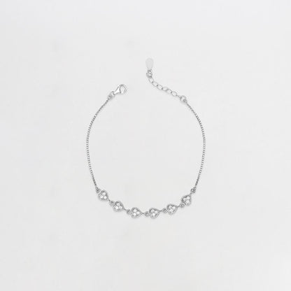 Silver Zircon Heart String Bracelet