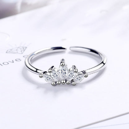 Exotic Princess Crown Silver Ring