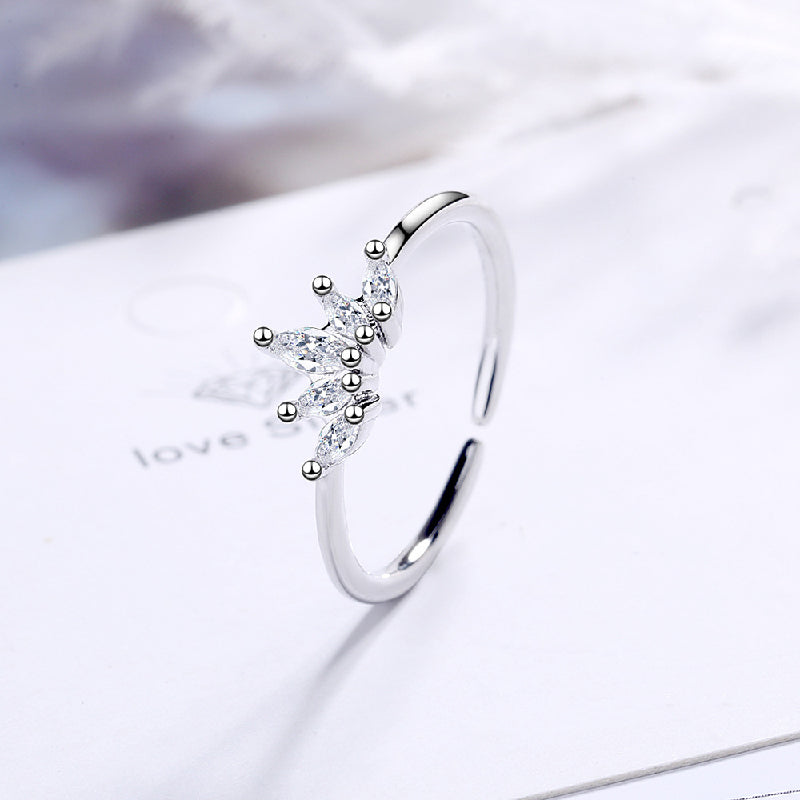Exotic Princess Crown Silver Ring
