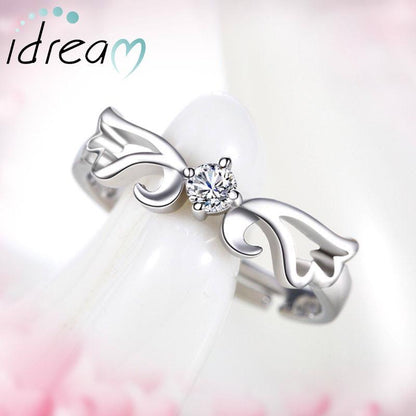 Angel Wing Zircon Stone Silver Ring