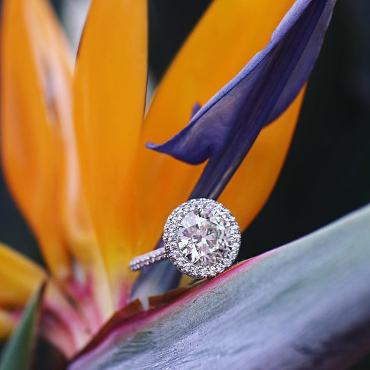 America Round Diamond Silver Ring