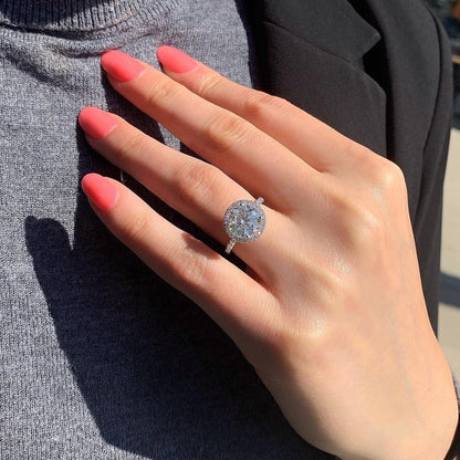 America Round Diamond Silver Ring