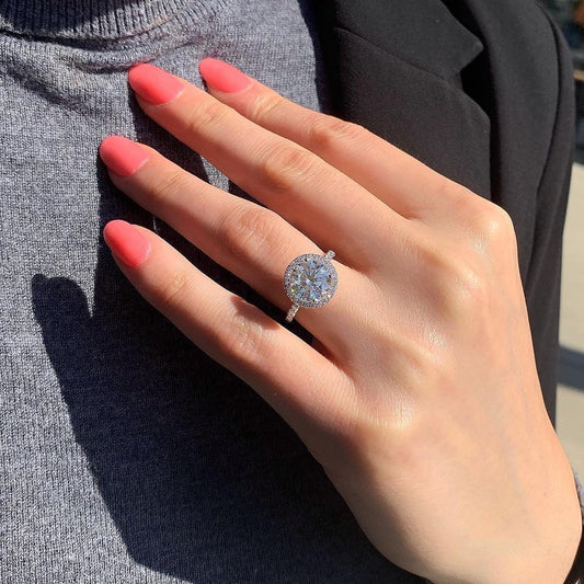 America Round Diamond Silver Ring