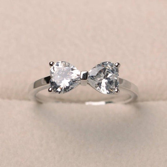 Bowknot Silver Diamond Ring