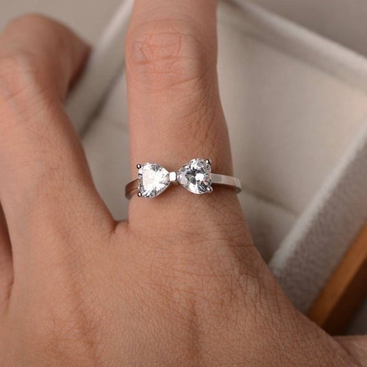 Bowknot Silver Diamond Ring