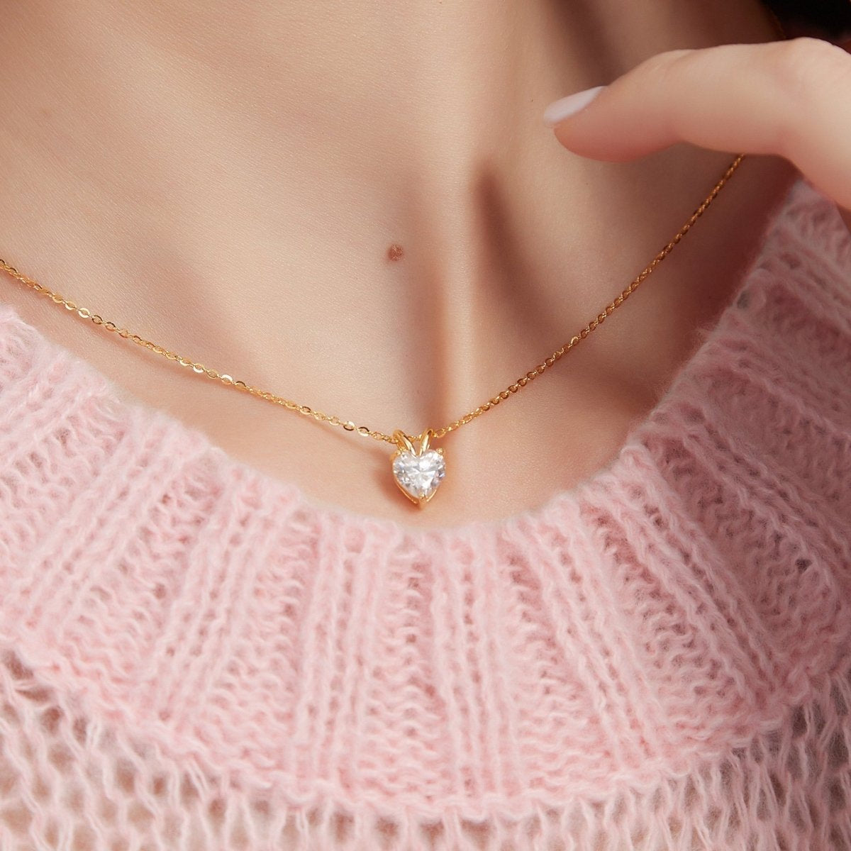 Silver Crystal Swarovski Heart Model Necklace