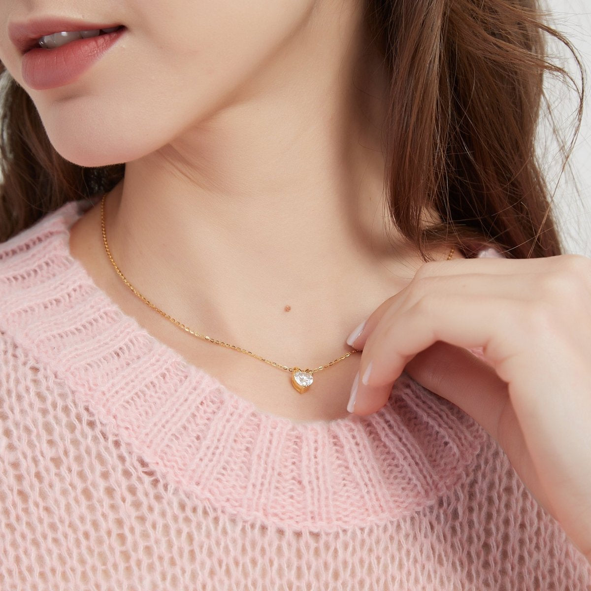 Silver Crystal Swarovski Heart Model Necklace