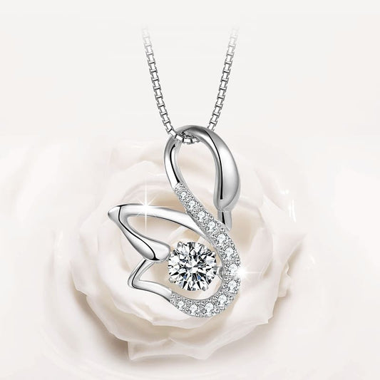 Elegant Swan Silver Pendant Set