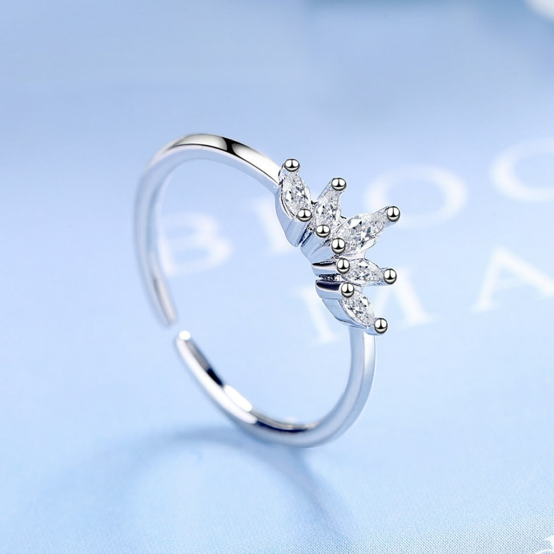 Exotic Princess Crown Silver Ring