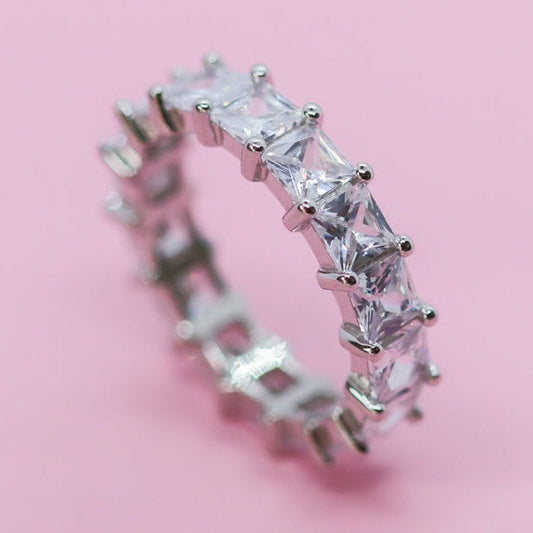 Square Eternity Silver Ring