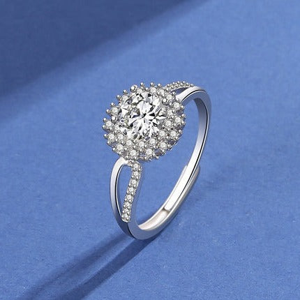 Fleur de  Solitaire Moissanite Silver Ring