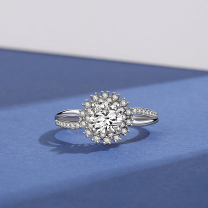 Fleur de  Solitaire Moissanite Silver Ring