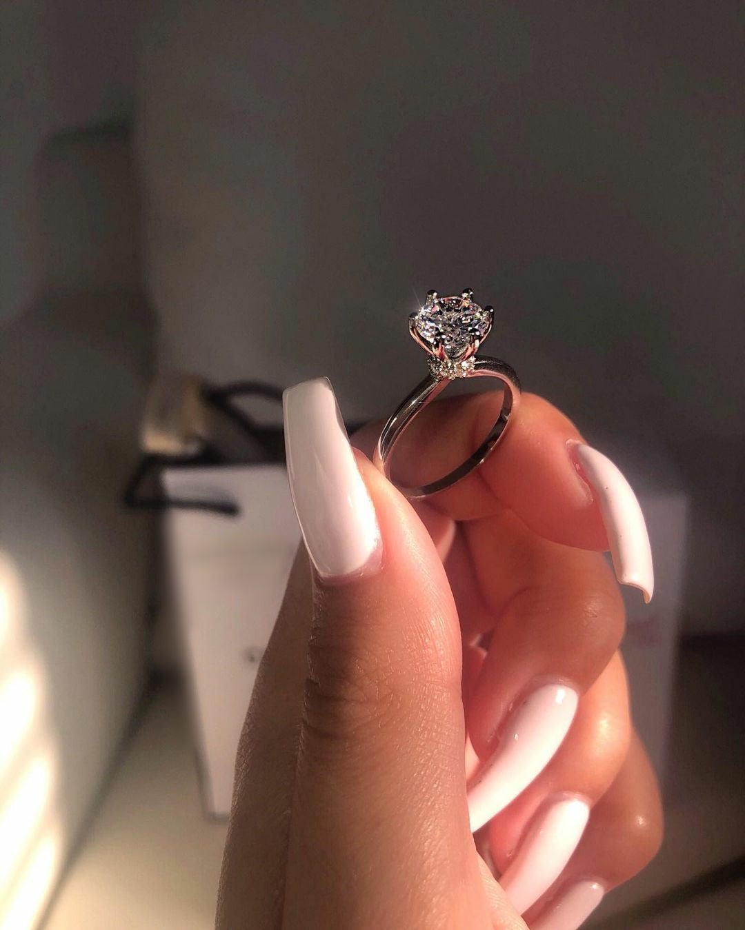 Midnight Satin Solitaire Silver Ring
