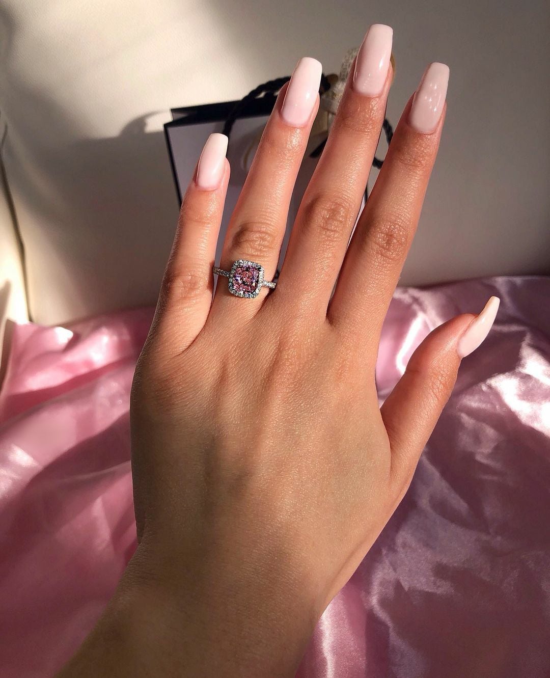 Pink Odessa Luxury Silver Ring