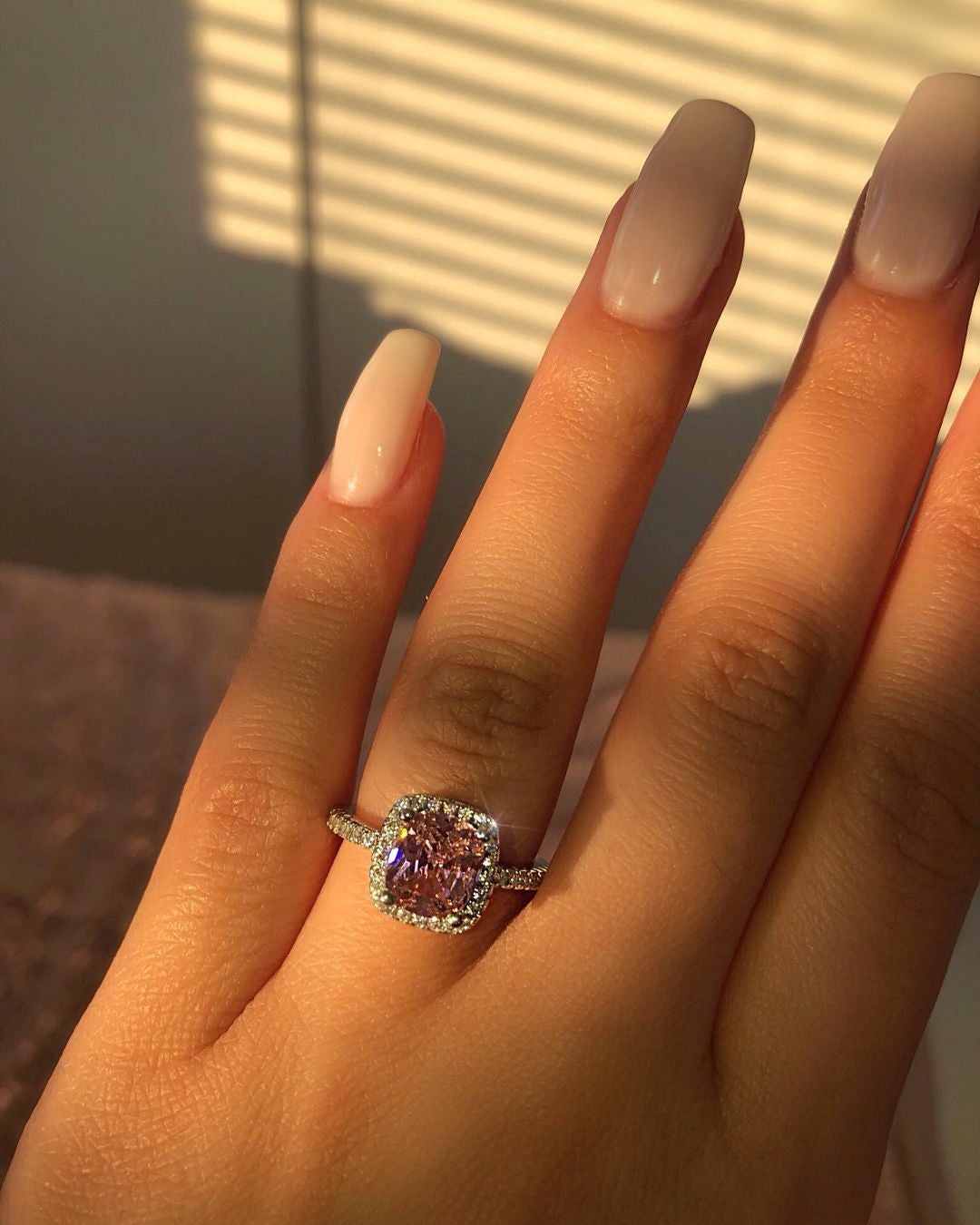 Pink Odessa Luxury Silver Ring