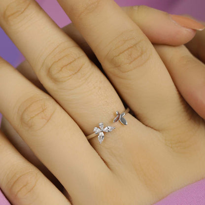 Shiny Graceful Butterfly Silver Ring