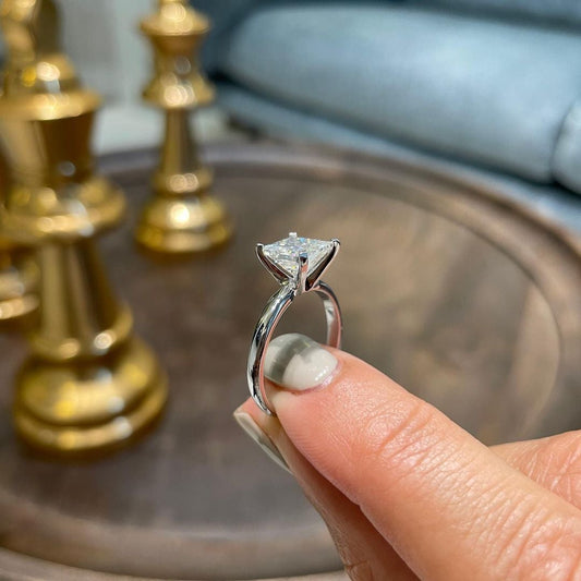 Classic Stylish Silver Princess Cut Solitaire Ring