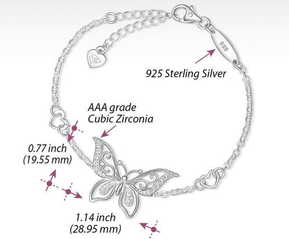Graceful Butterfly Silver Bracelet