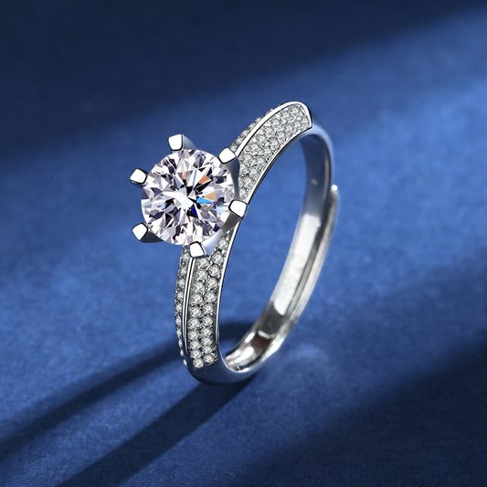 Ladies Half Country Moissan Diamond Silver Ring