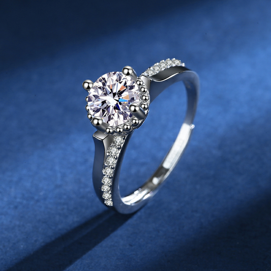 Lavender Flower Bud Ladies Moissan Diamond Silver Ring