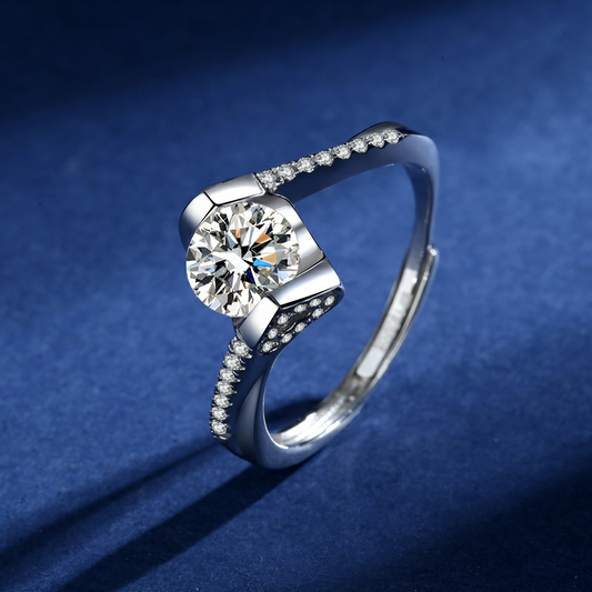 Angel Heart Moissan Diamond Silver Ring