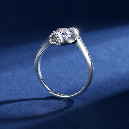 Angel Heart Moissan Diamond Silver Ring