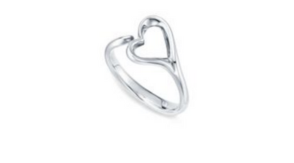 Open Heart Silver Adjustable Silver Ring