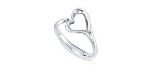 Open Heart Silver Adjustable Silver Ring