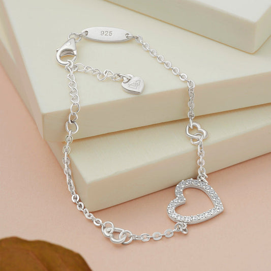 Open Heart Silver Bracelet