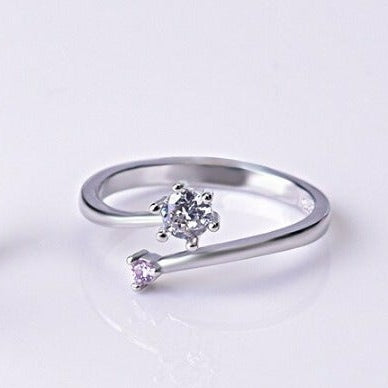 Silver Pink Sapphire Diamond Open Ring