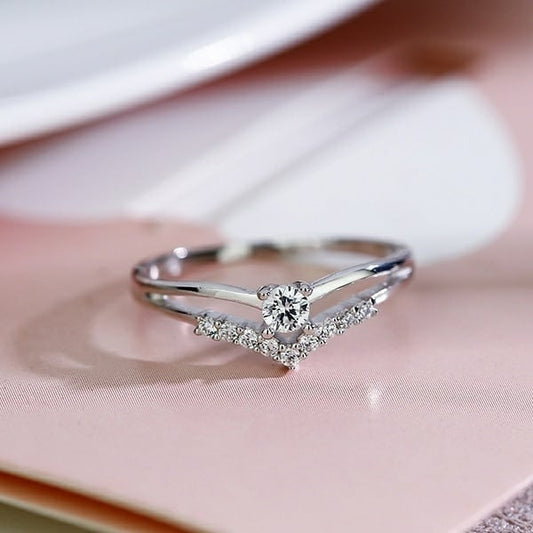 Glaring Multi-drill Diamond Silver Ring