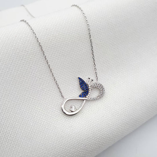 Infinity Butterfly Silver Pendant Set