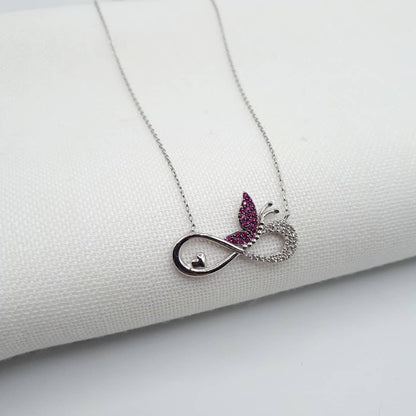 Infinity Butterfly Silver Pendant Set