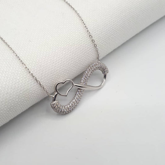 Infinity Heart Silver Pendant Set