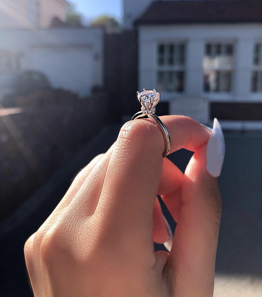 Midnight Satin Solitaire Silver Ring