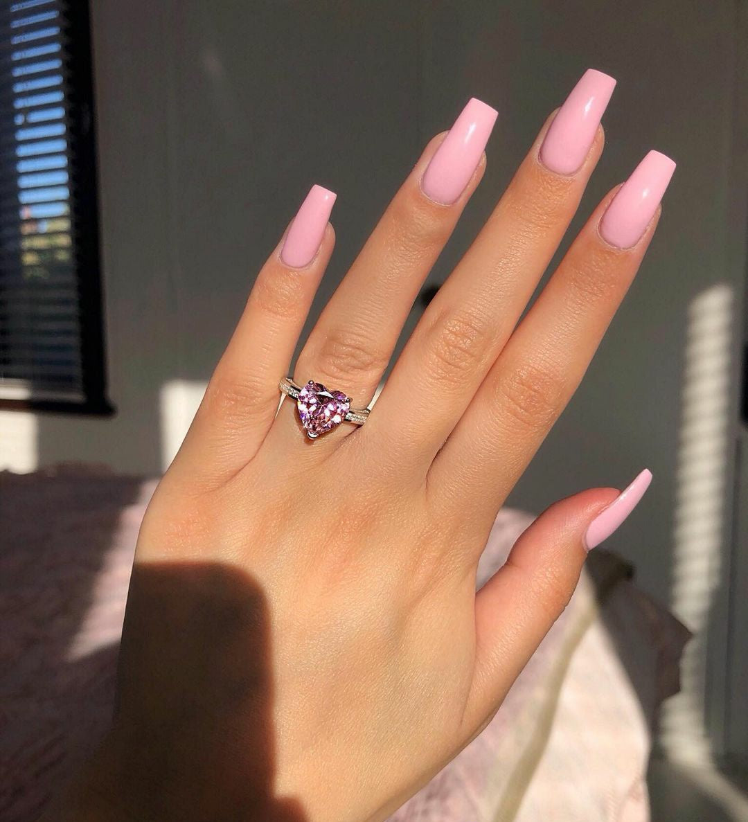 PINK EMBASSY HEART SILVER RING