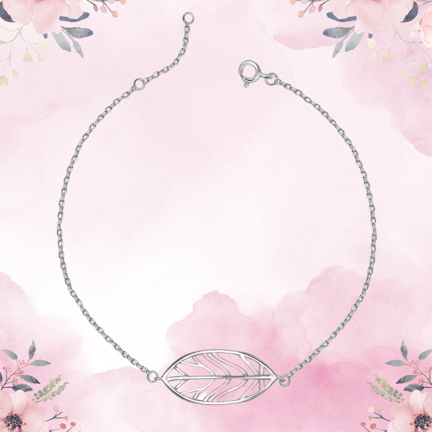 Silver Tranquil Leaf Bracelet