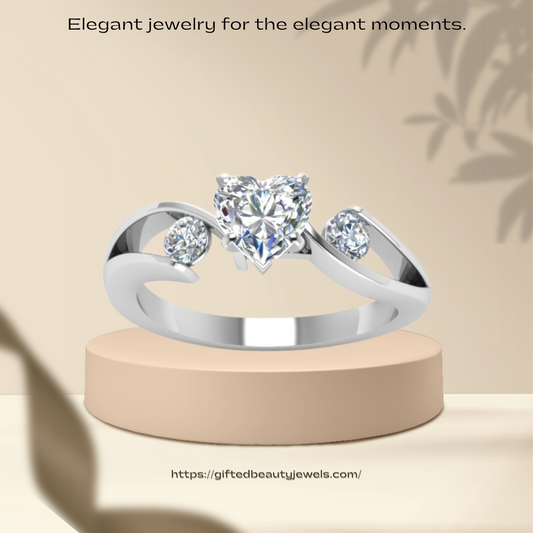 Charming Heart Shaped Silver Ring
