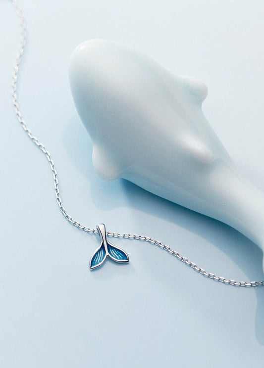 Blue Mermaid Tail Cuff Silver Pendant