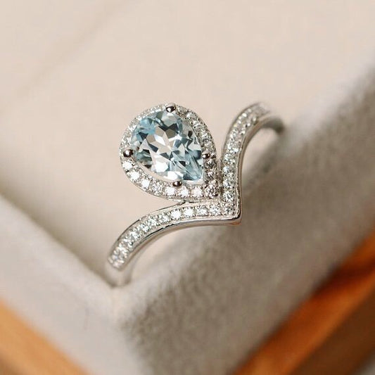 Aquamarine Silver Ring