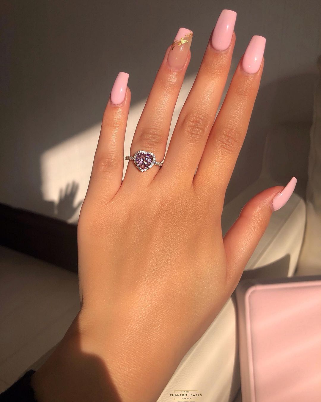 Luxury Pink Heart Luxe Silver Ring